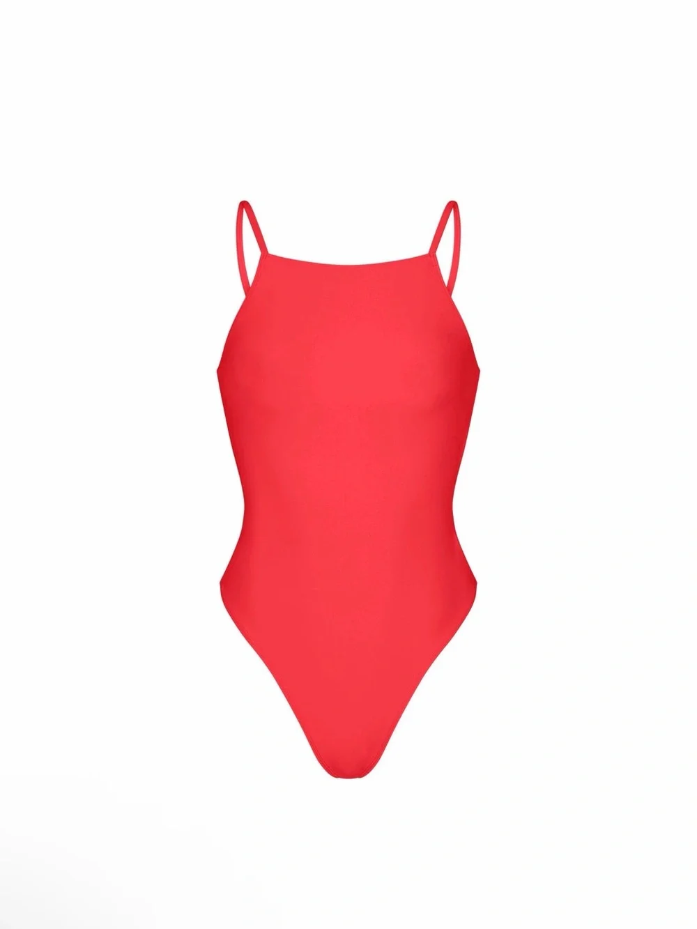 SKIMS Bright Red High-Neck One-Piece Swimsuit